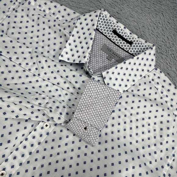Ted Baker Men's‎ Size 3 Button Up Shirt Geometric Lightweight FLIP CUFFS - Picture 1 of 7